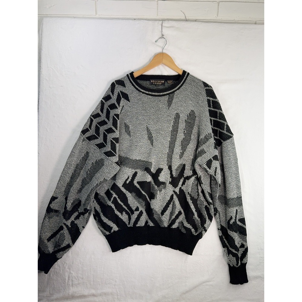 Vintage Uniform Code Sweater‎ Mens XL Abstract Knit 90s Taiwan Pullover Retro